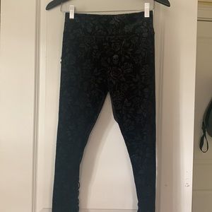 Velvet Patterned Lace Up Leggings